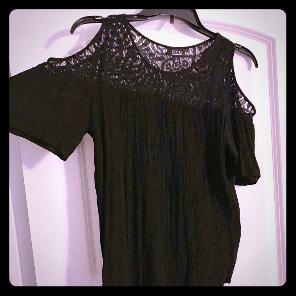 Black lace cold shoulder top